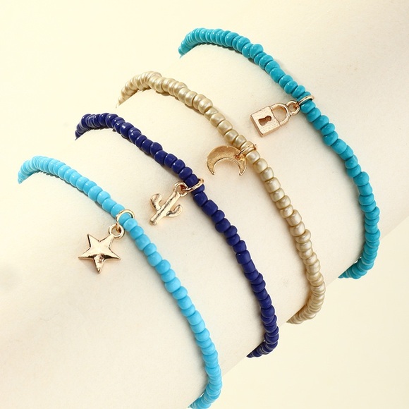 Multi color ankle bracelet set - Picture 2 of 5